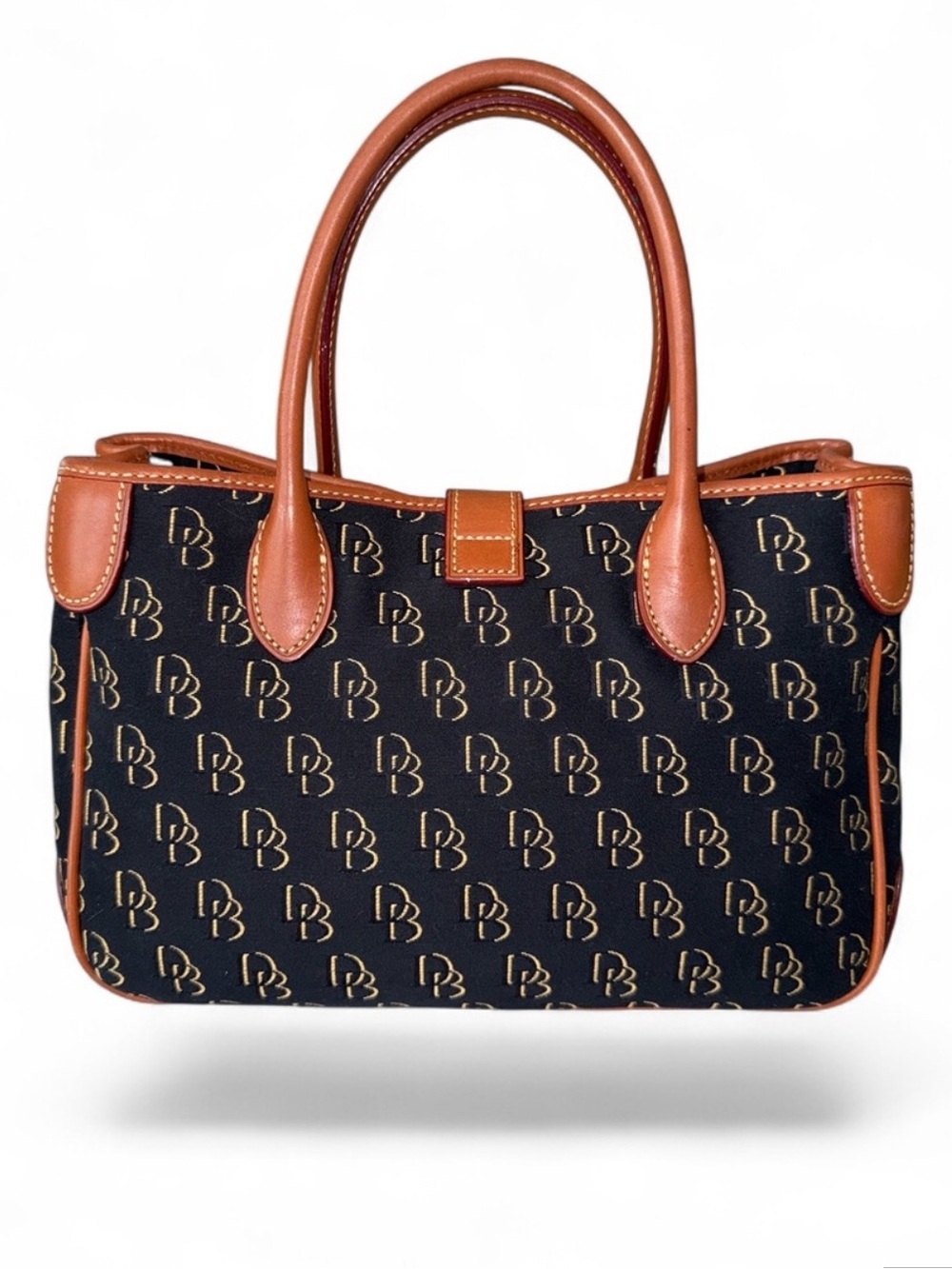 Dooney & Bourke Black and Brown Signature Tote/Handbag Vintage